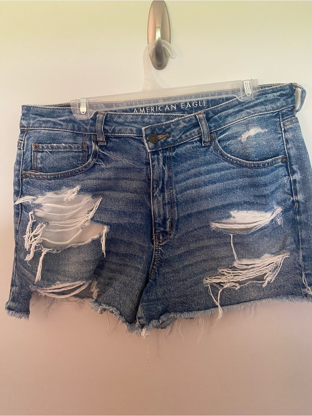 American Eagle Outfitters Distressed Denim Cutoff Shorts - Blue - Picture 1 of 7